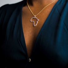 Load image into Gallery viewer, Gold Vermeil African Pendant. Cubic Zirconia Sterling Silver 18K Gold Plated.