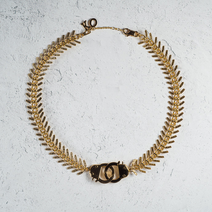 Fishbone w/ Handcuff Choker Necklace