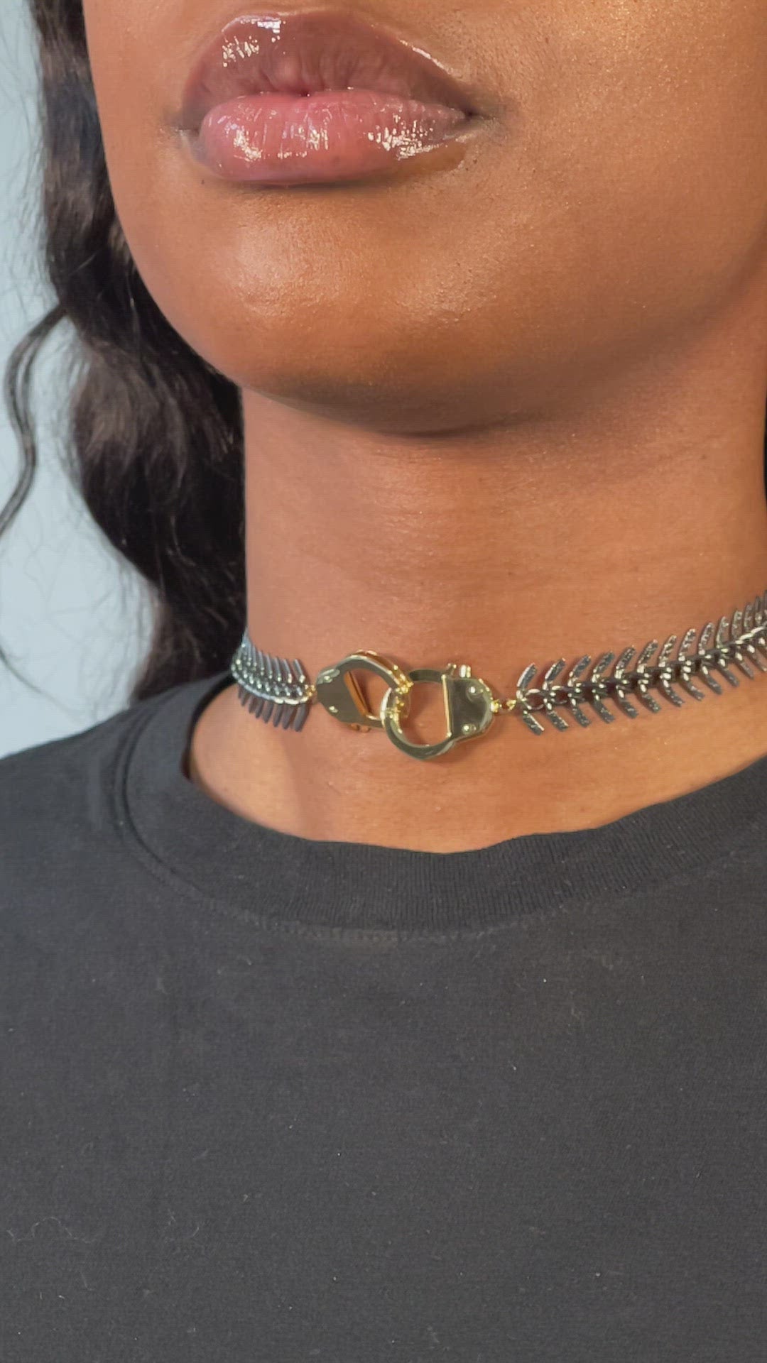 Fishbone w Handcuff Choker Necklace Kayode Co